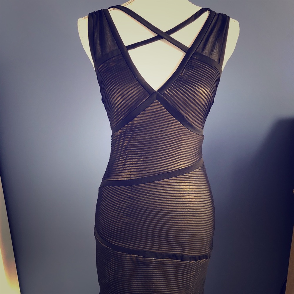 BCBG MaxAzria Strappy Black Mini Dress size 6